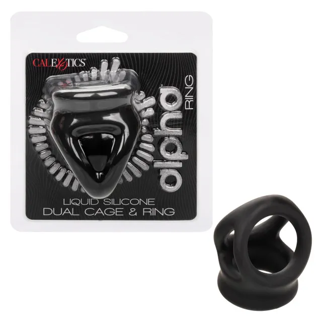 Тройное эрекционное кольцо из жидкого силикона Alpha Liquid Silicone Dual Cage & Ring