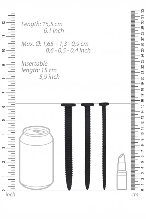 набор из трех стимуляторов уретры (струн) silicone screw plug set в России