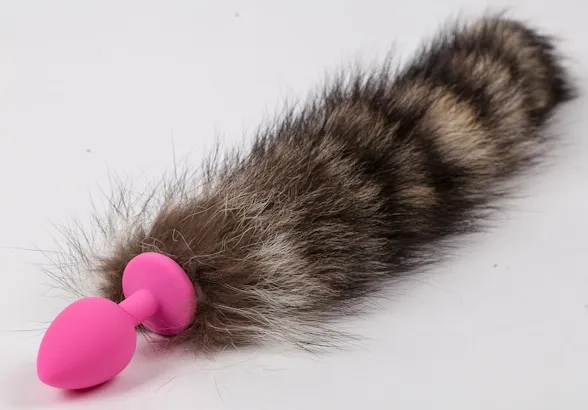 Пробка розовая силикон с полосатым хвостом 47167-MM