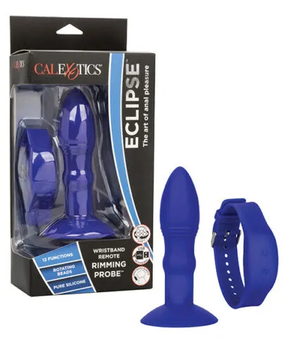 Перезаряжаемая анальная пробка на присоске с функцией вибрации и ротации бусинами