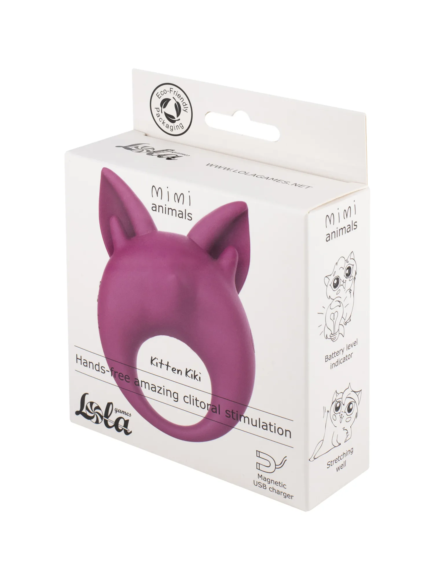 перезаряжаемое кольцо для клиторальной стимуляции mimi animals kitten kiki purple 7200-03lola в России
