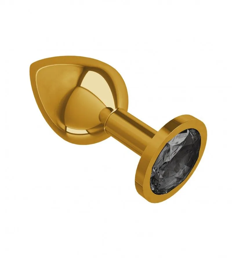 анальная втулка gold средняя с черным кристаллом в России