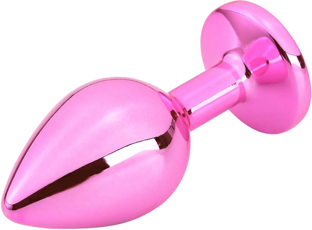 розовая алюминивая анальная пробка medium в России