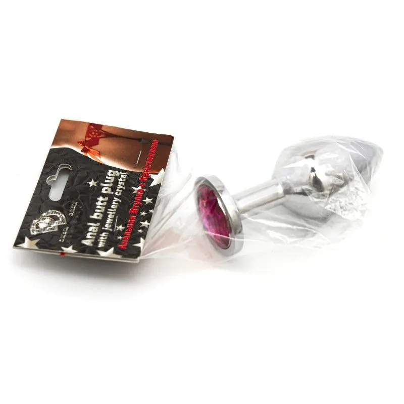 втулка анальная silver средняя c розовым кристаллом в России