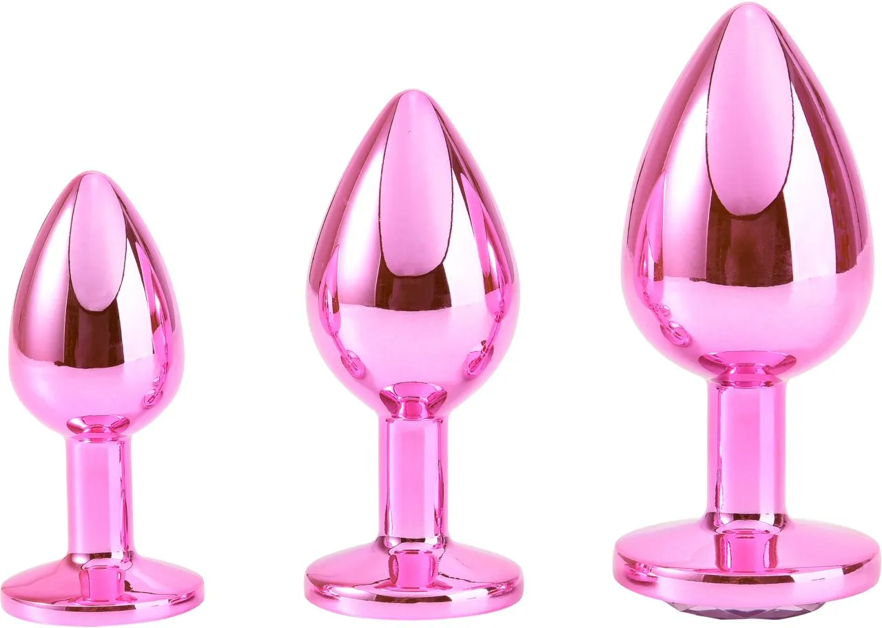 розовая алюминивая анальная пробка medium в России