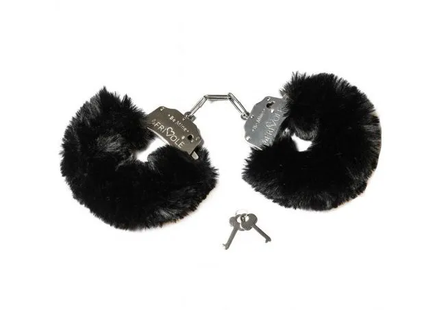 Наручники декоративные Le Frivole Be mine, с черным мехом