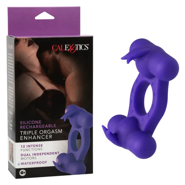 Перезаряжаемое эрекционное виброкольцо с двумя моторами Silicone Rechargeable Triple Orgasm Enhancer
