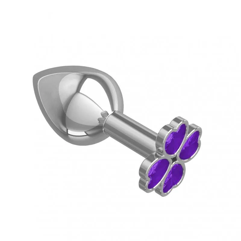 анальная втулка silver средняя c фиолетовым кристаллом "клевер" в России