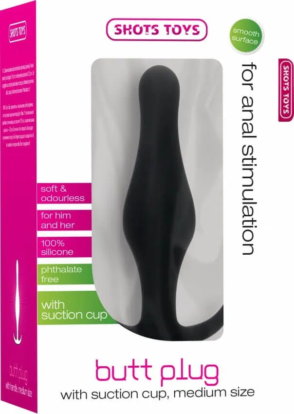 анальная пробка с ручкой shots toys m, черная в России