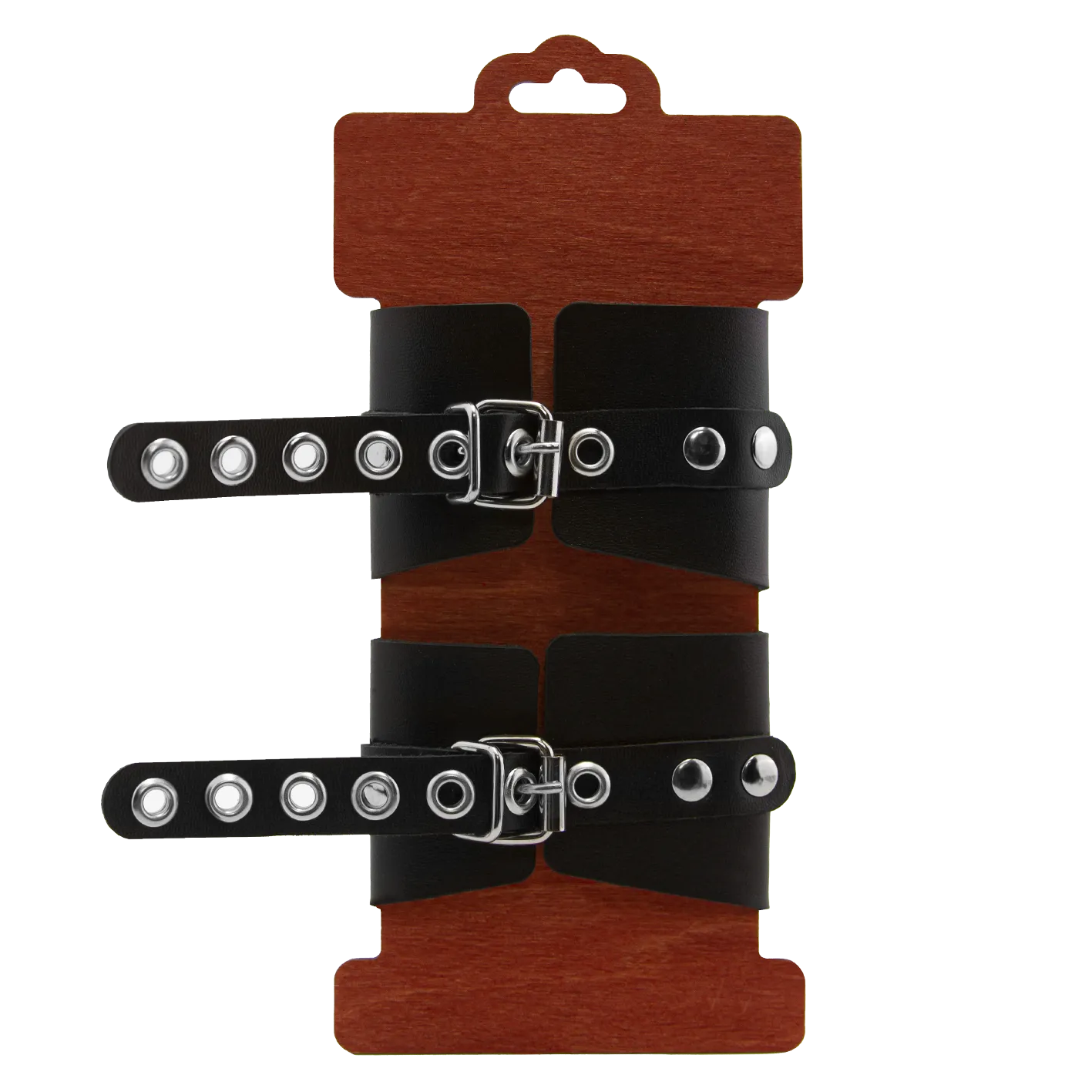 наручники pinkrabbit из черной кожи с красным декором в России