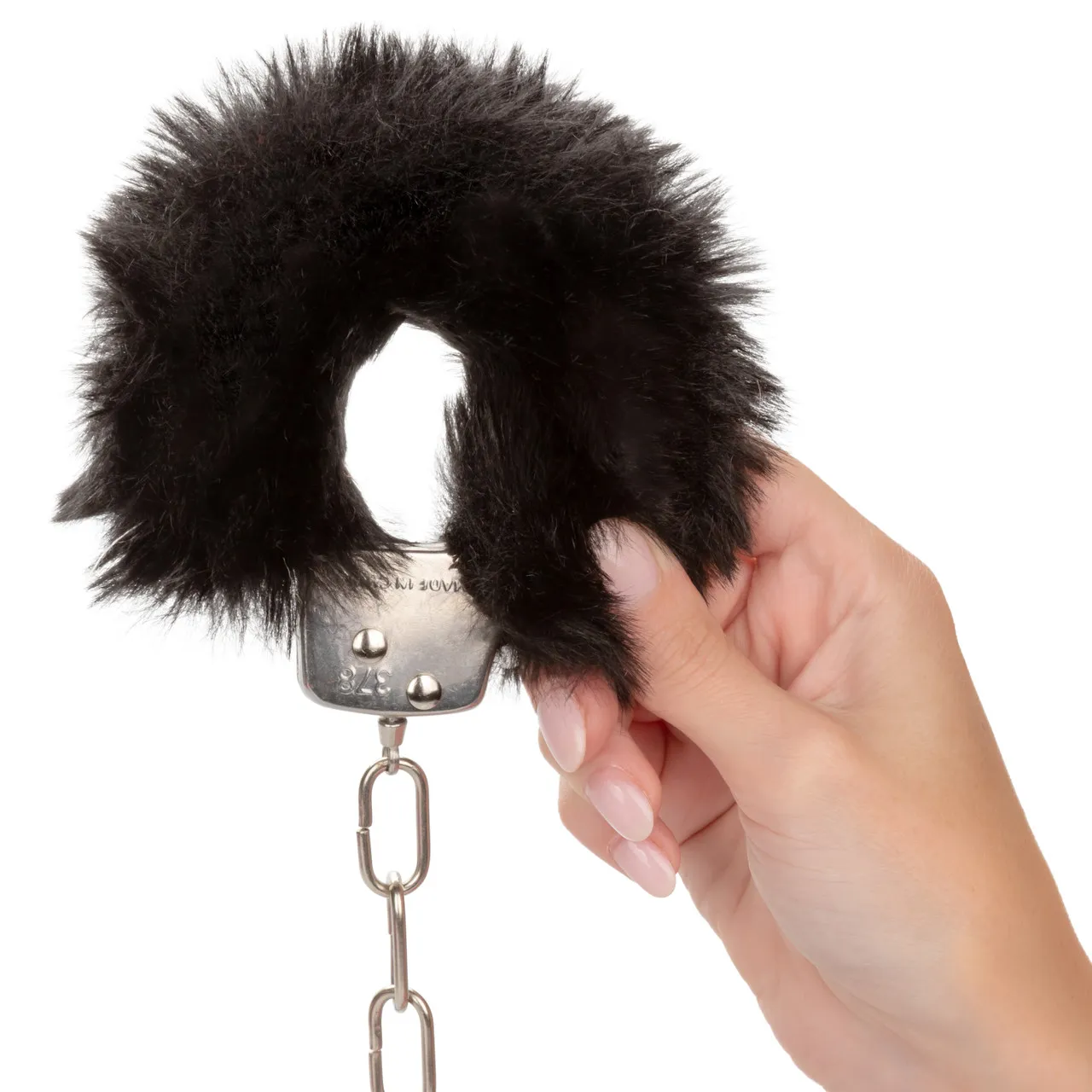 металлические наручники с искусственным мехом ultra fluffy furry cuffs-black в России
