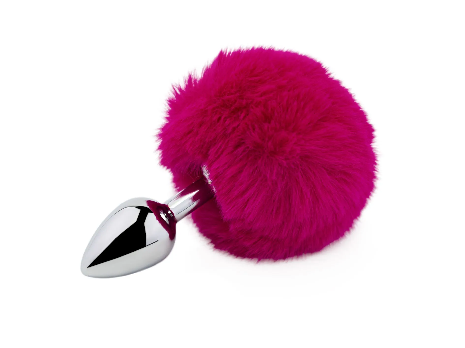 Пробка анальная с мехом фуксия