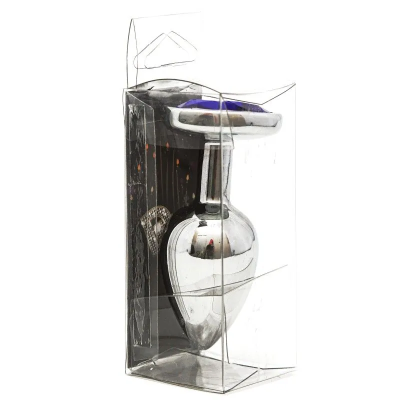 втулка анальная silver с синим кристаллом в России