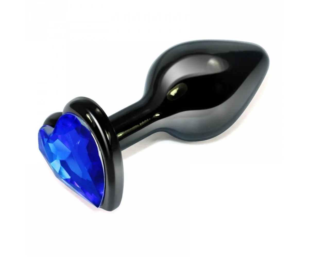Анальная пробка Lovetoy Rosebud Heart, с синим камнем