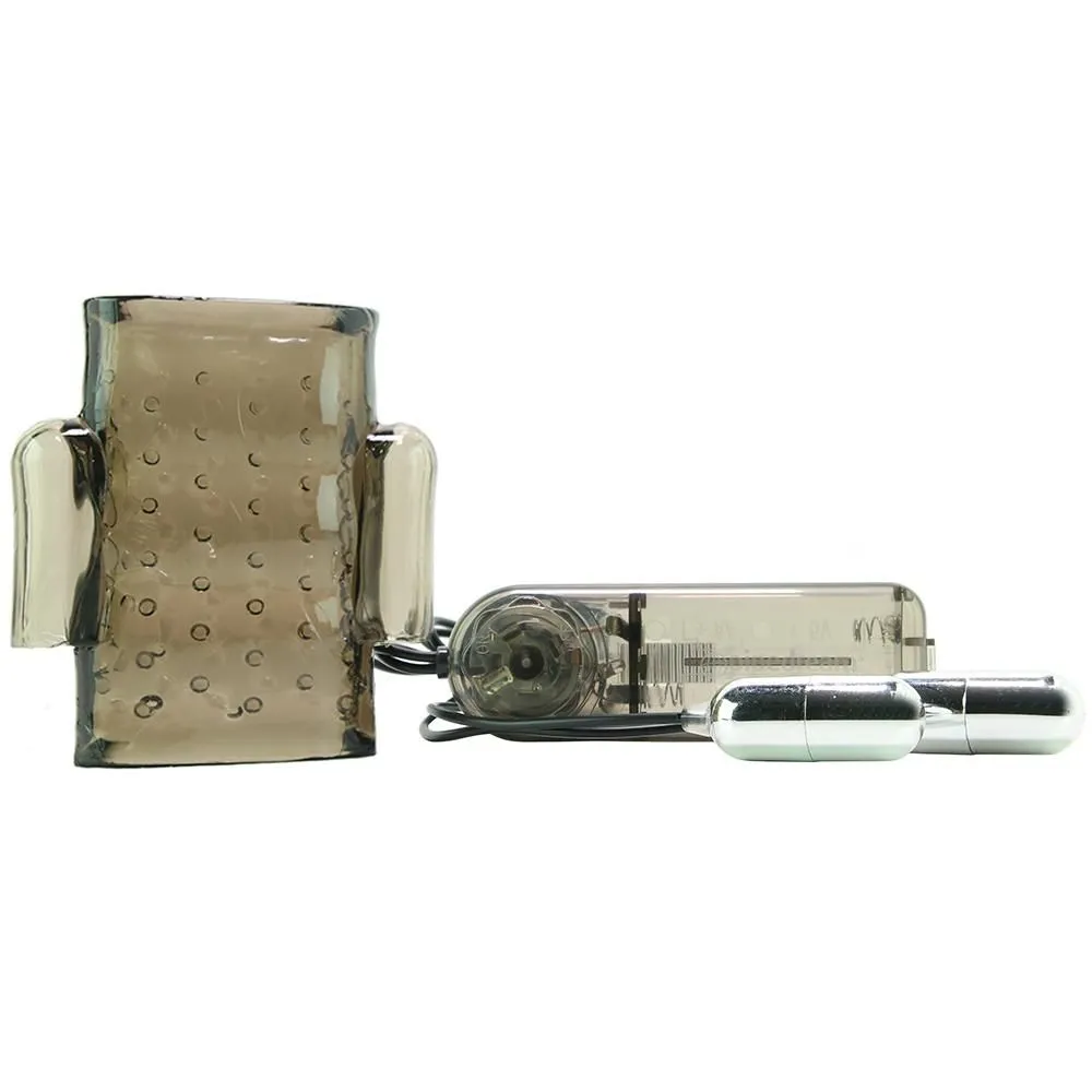 насадка с вибрацией pipedream dual vibrating penis sleeve, серая в России