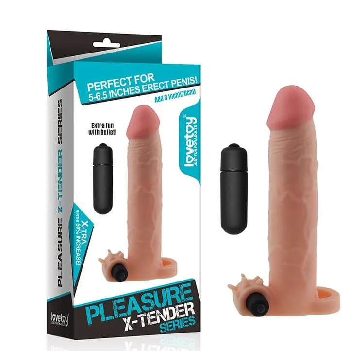 удлиняющая насадка с вибрацией lovetoy pleasure x-tender, телесная в России