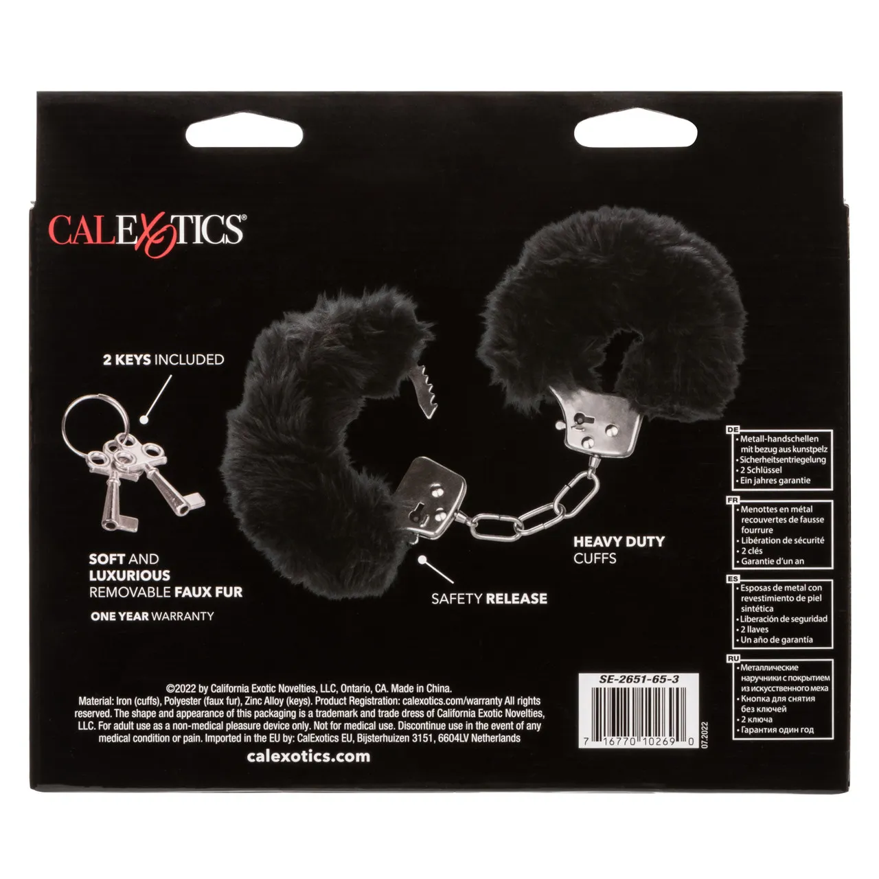 металлические наручники с искусственным мехом ultra fluffy furry cuffs-black в России