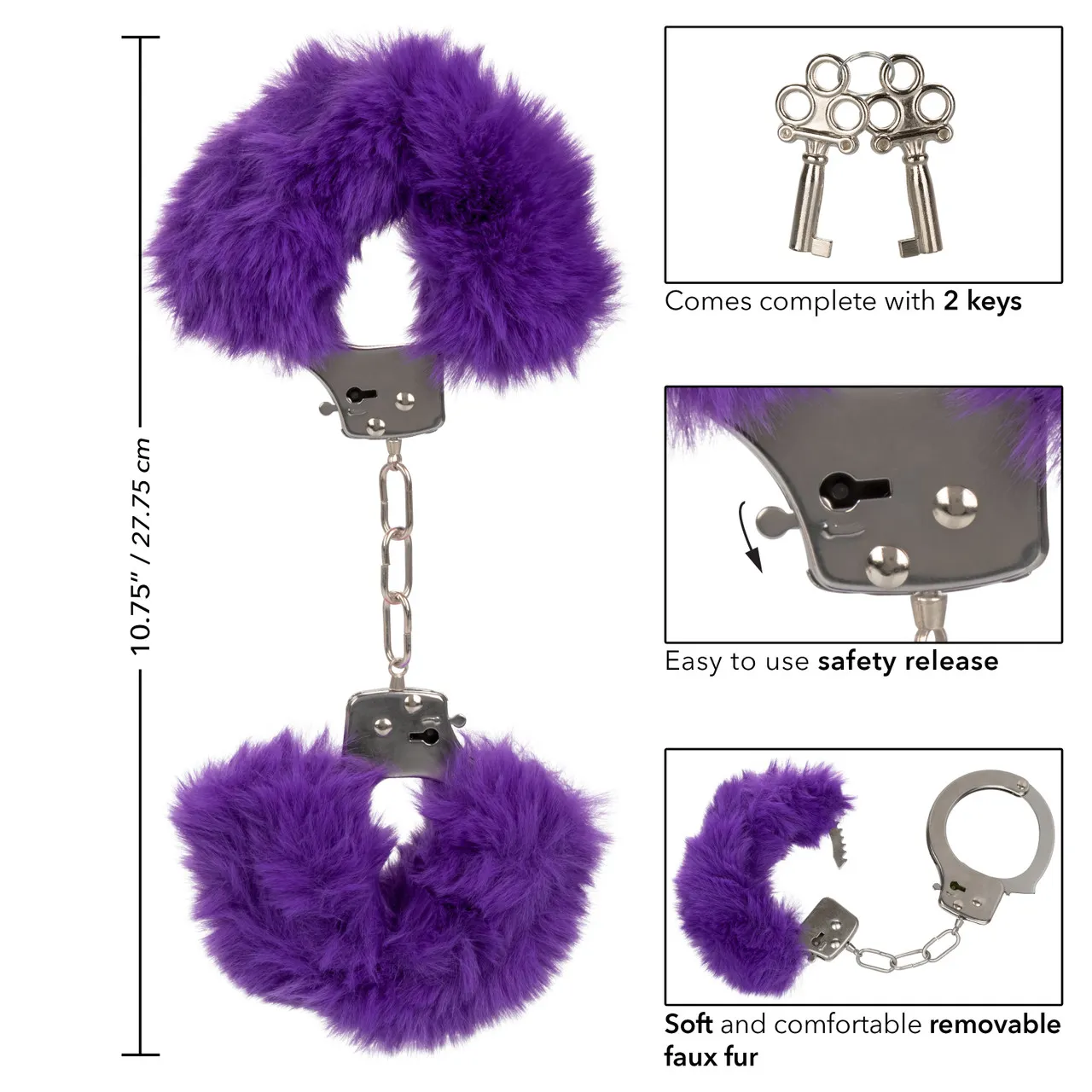 металлические наручники с искусственным мехом ultra fluffy furry cuffs-purpl в России