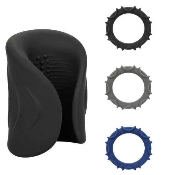 мужской вибомассажер в комплекте с тремя кольцами на пенис optimum power pro stroker в России