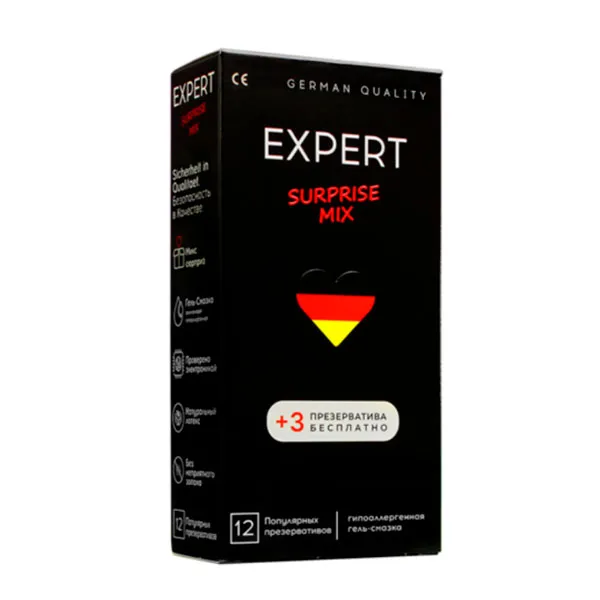 презервативы expert surprise mix №12+3 шт бесплатно, микс в России