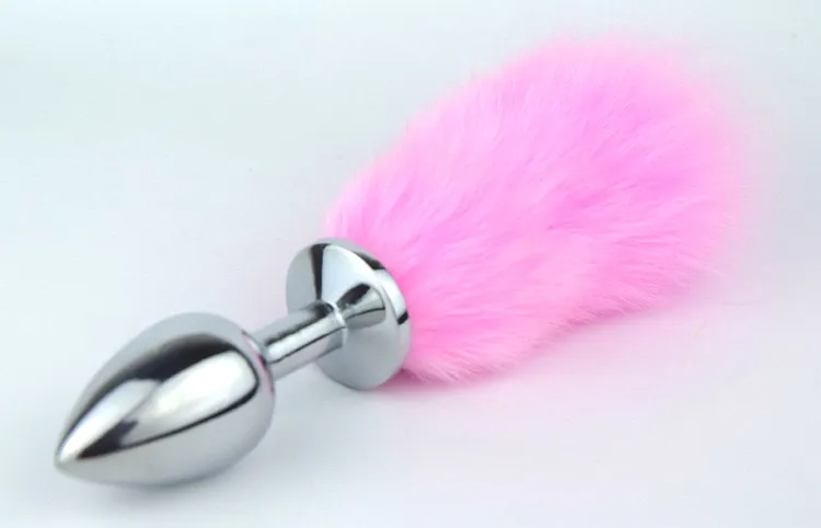 Пробка металлическая с розовым хвостиком размер S 47160-MM