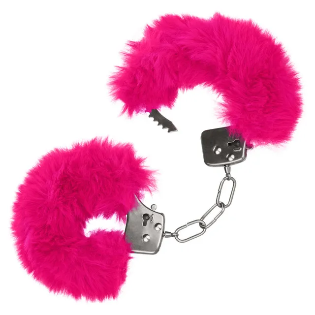 металлические наручники с искусственным мехом ultra fluffy furry cuffs-pink в России