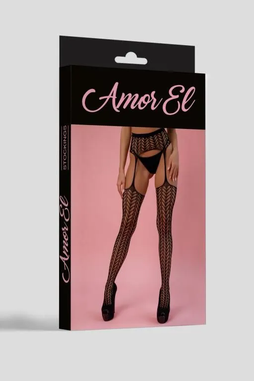 Эротическое колготки (имитация чулок с поясом) amor el (s/l) cordova, черные в России