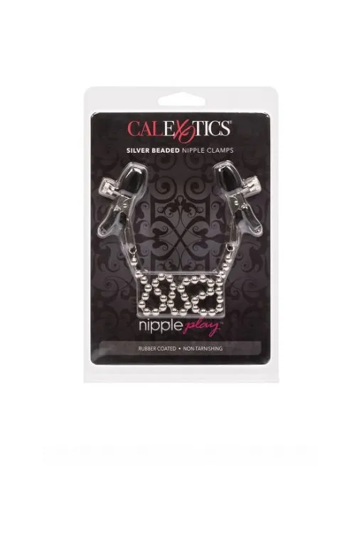 зажимы-прищепки (украшения) для сосков с цепочкой silver beaded nipple clamps в России