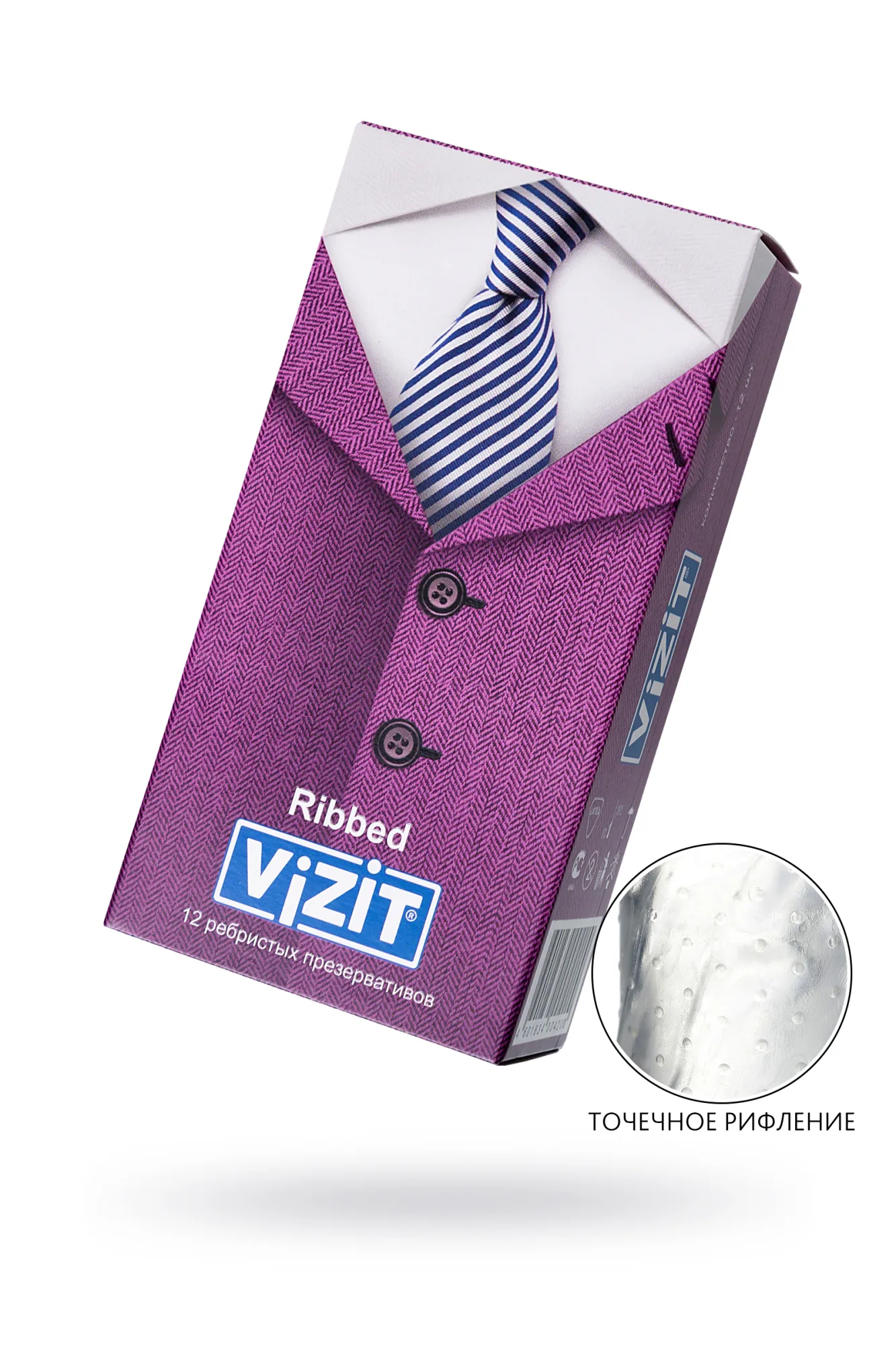 презервативы vizit, ребристые, латекс, 18 см, 5,2 см, 12 шт. в России
