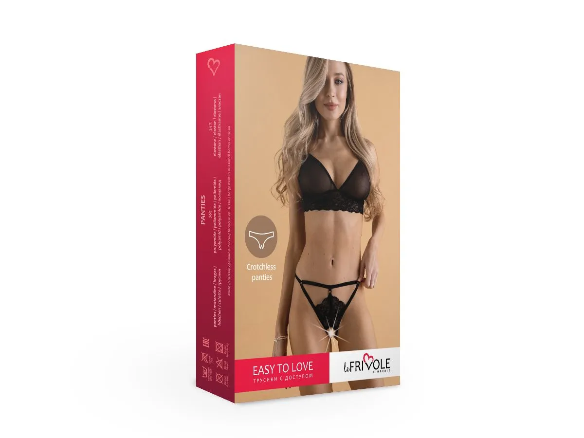 Эротическое чарующие трусики с доступом из кружева и стреп-лент easy to love в России