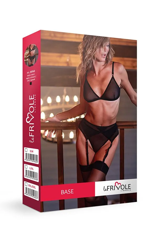 Эротическое базовый комплект из бюстгальтера, стрингов и пояса для чулок base в России