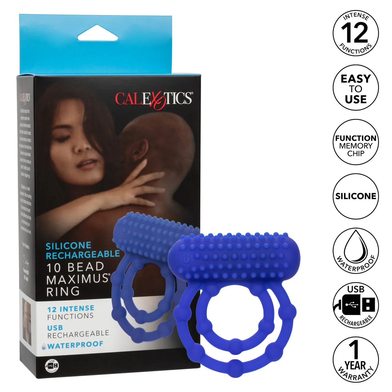 эрекционное двойное виброкольцо silicone rechargeable 10 bead maximus ring в России