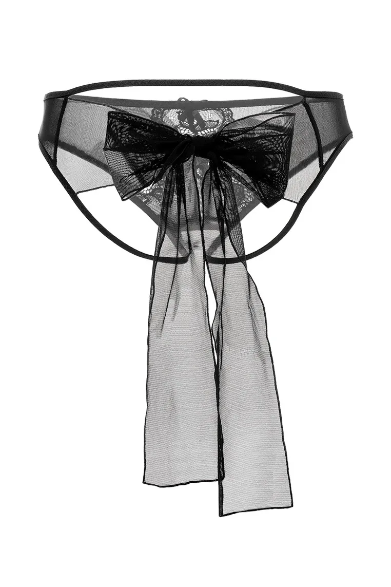 Эротическое эротические трусики с бантом erolanta mia, чёрные в России