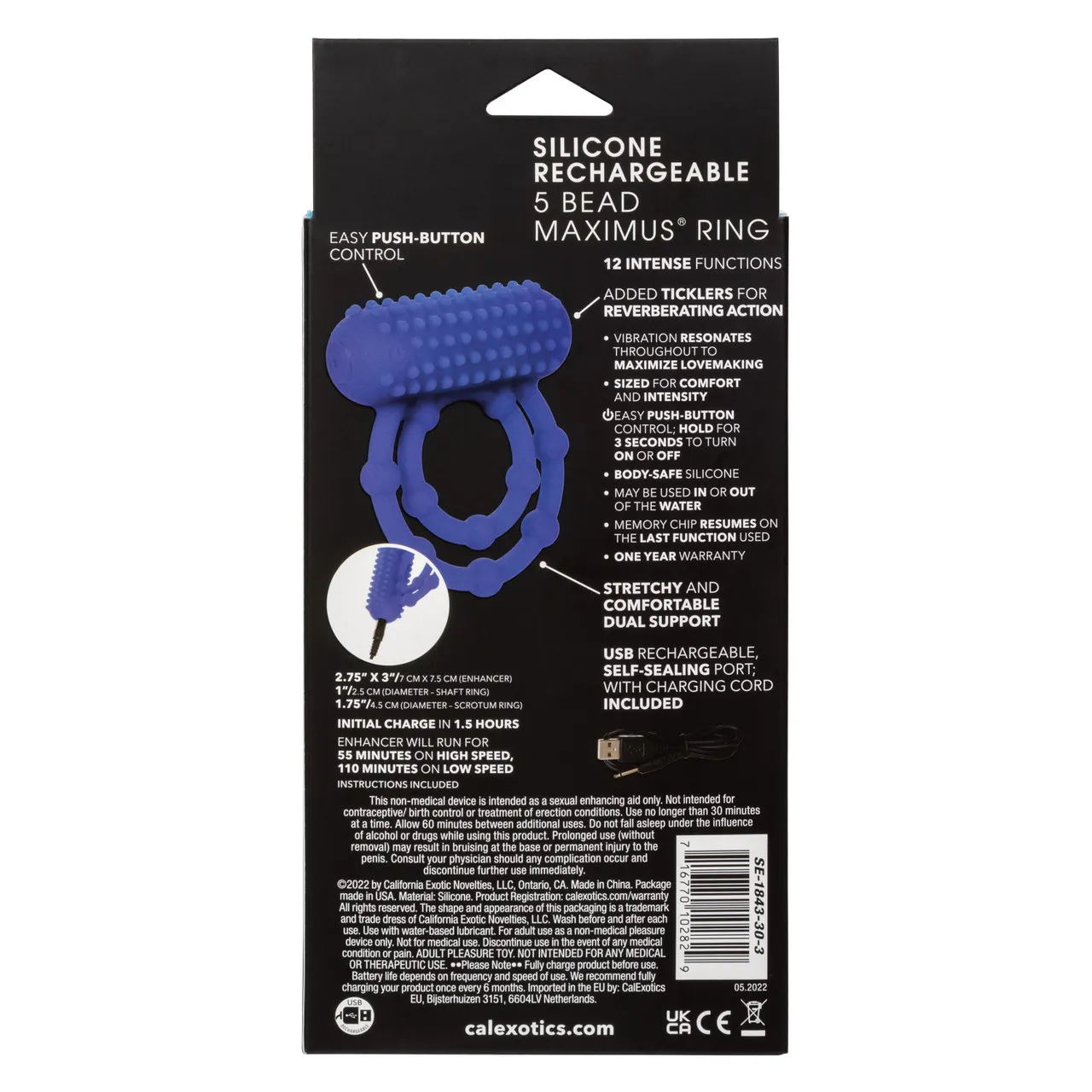 эрекционное двойное виброкольцо silicone rechargeable 10 bead maximus ring в России