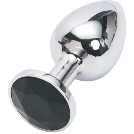 анальная пробка серебро со вставкой черный страз s 47022-mm в России