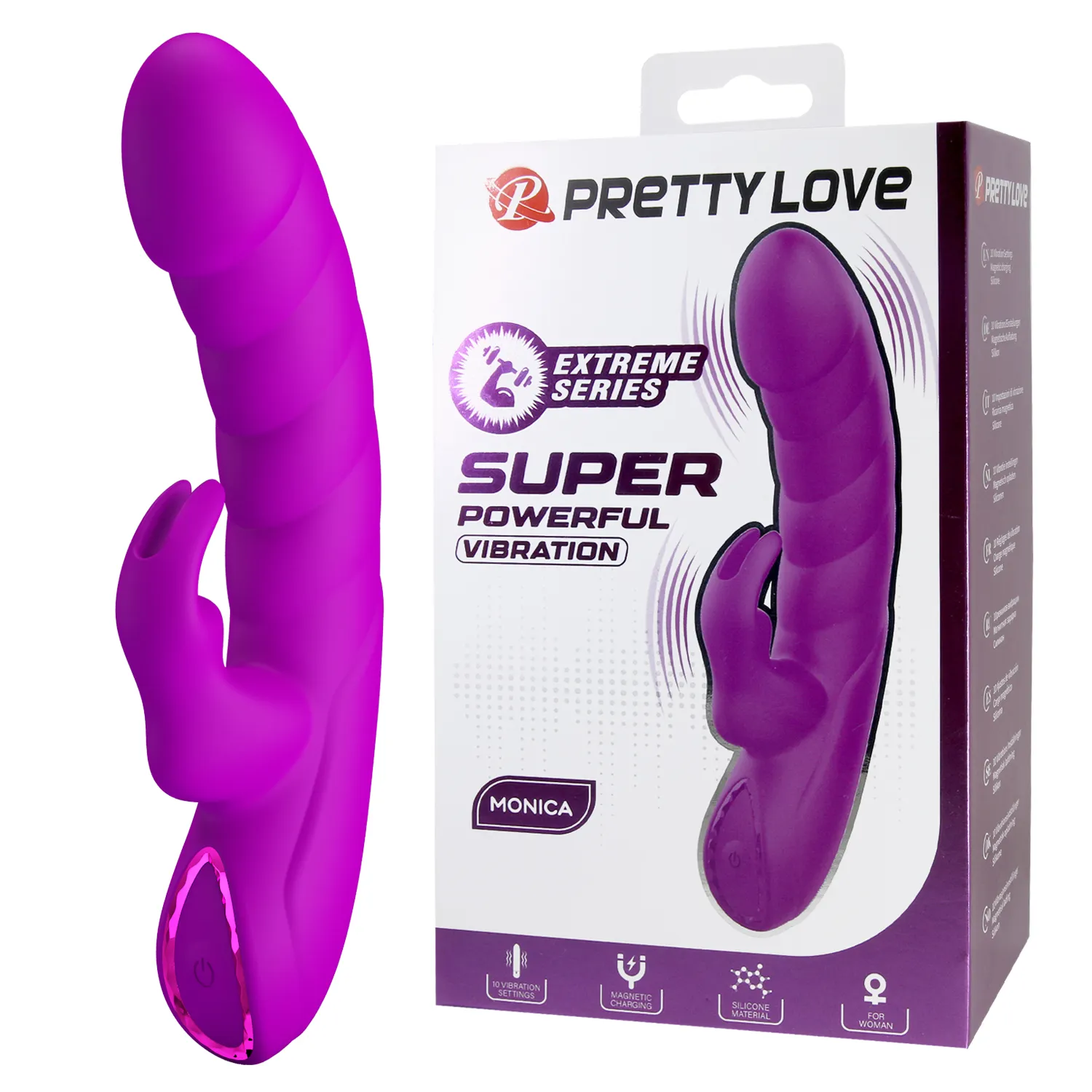 вибратор extreme series с клиторальным стимулятором фиолетовый из силикона pretty love bw-500103 в России