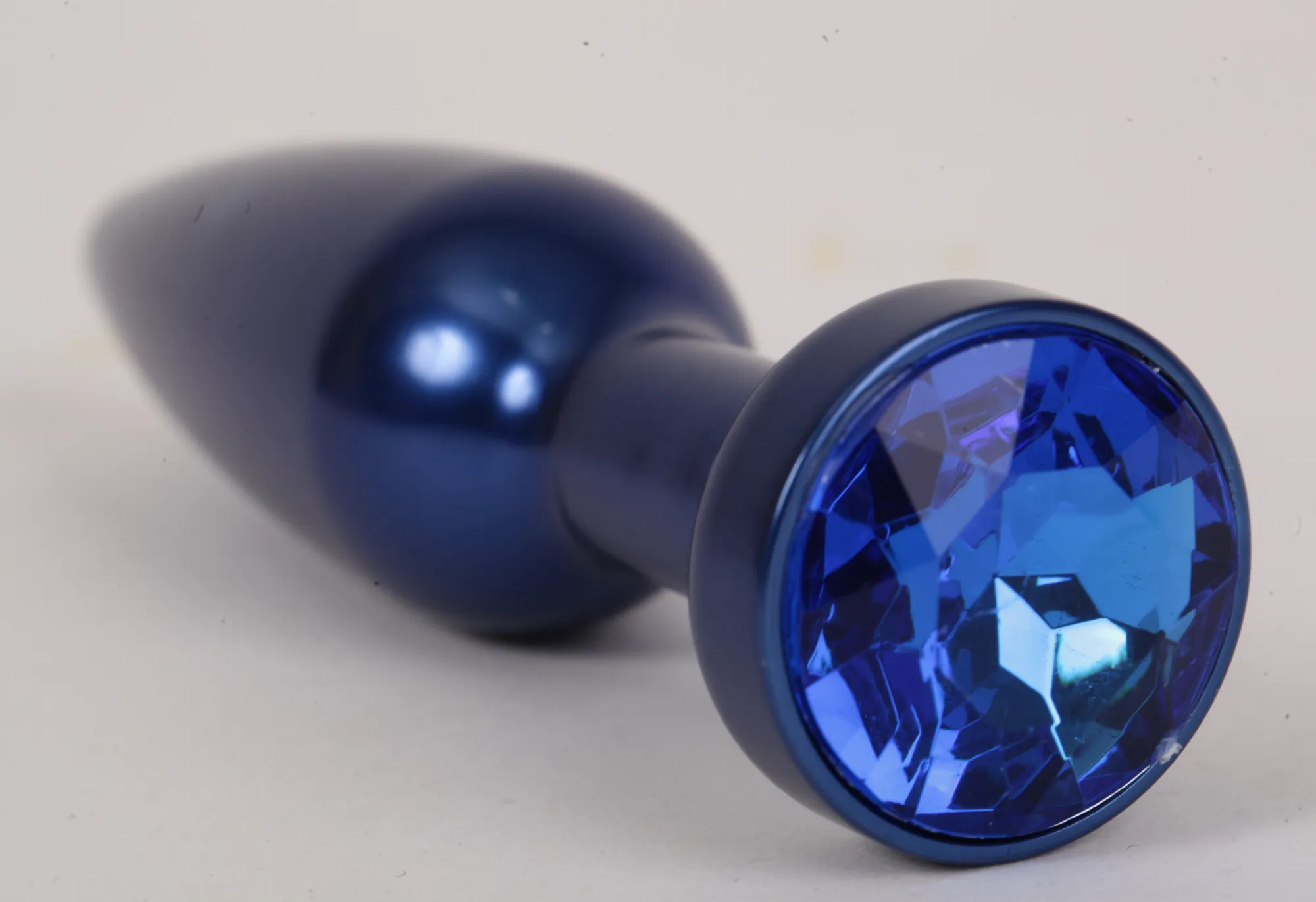 Анальная пробка металл 11,2х2,9см  синяя с синим размер- L 47197-4-MM