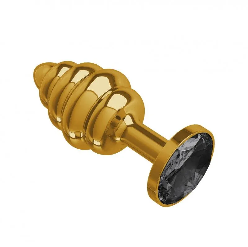 анальная втулка gold spiral с черным кристаллом в России