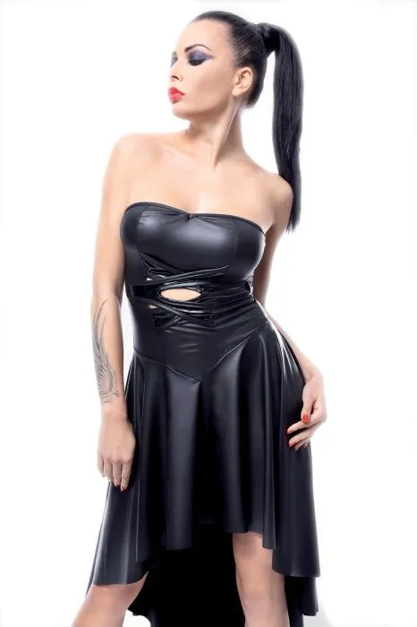 Эротическое платье с асимметричной юбкой и шнуровкой на спине demoniq demeter, черное в России