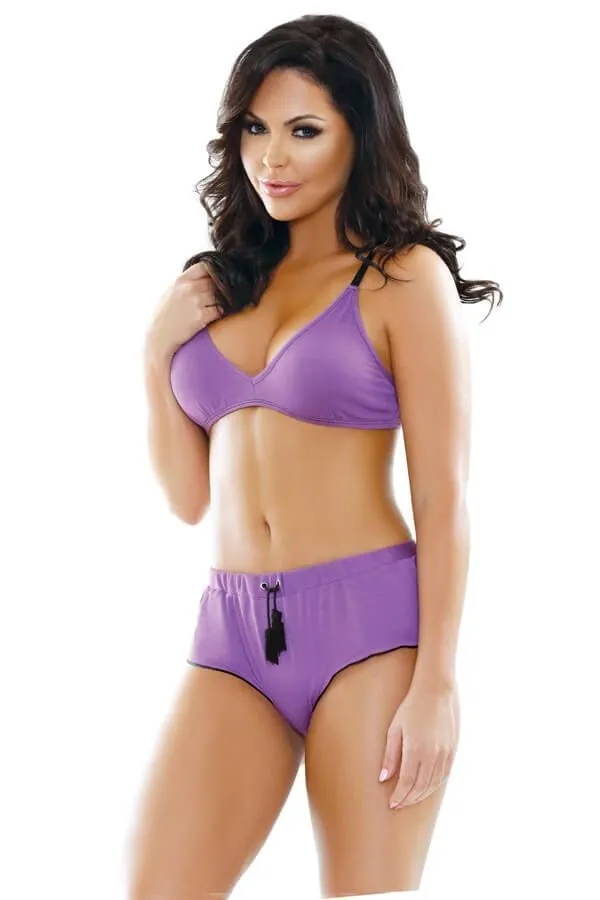 Эротическое комплект белья fantasy lingerie nina bralette & shorts, фиолетовый в России