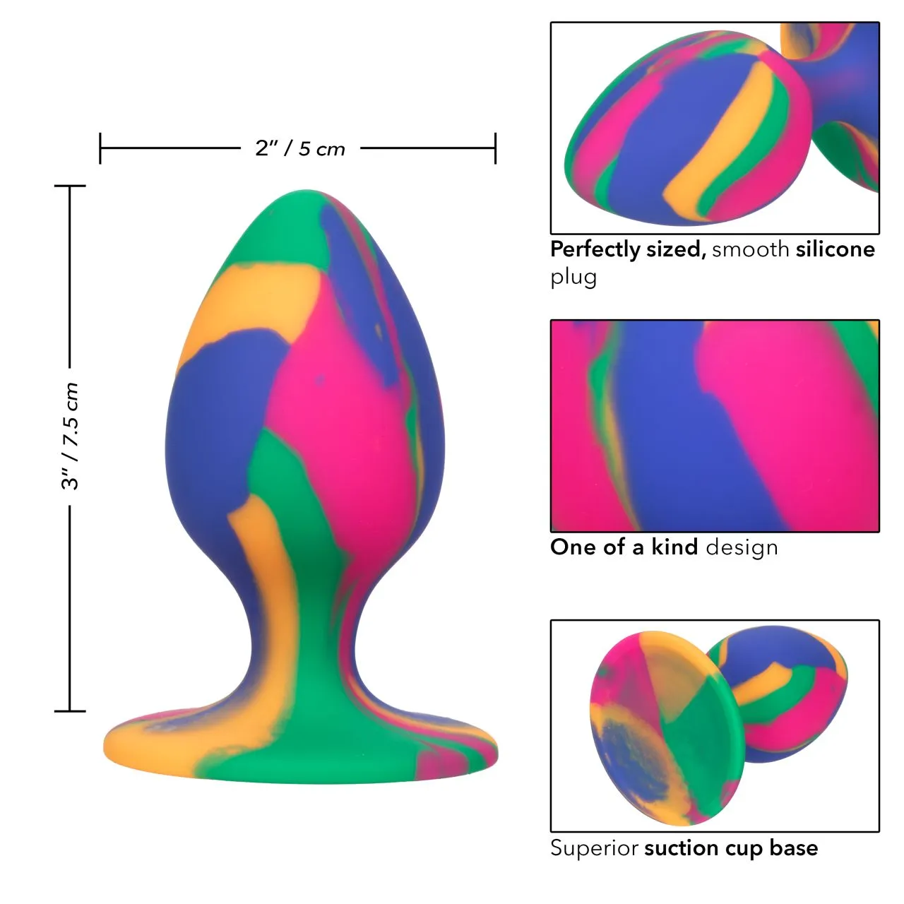 яркая анальная пробка l из силикона на присоске cheeky medium tie-dye plug в России