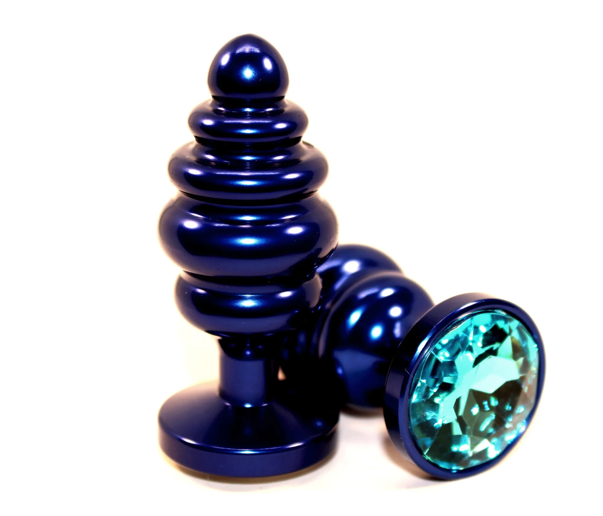 Пробка металл 7,3х2,9см фигурная синяя голубой страз 47428-1MM