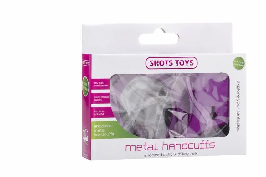 наручники декоративные shots media metal handcuffs, фиолетовые в России