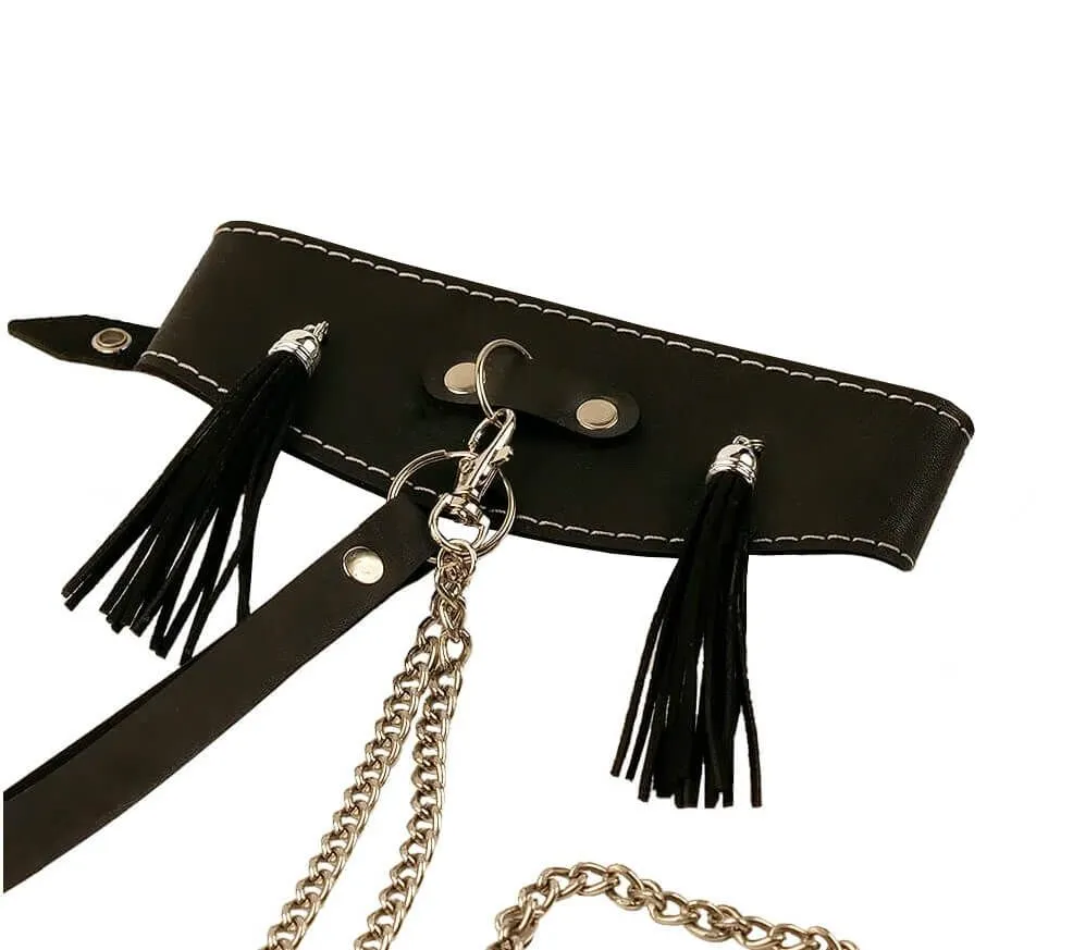 ошейник высокий pinkrabbit с кисточками, чёрный в России