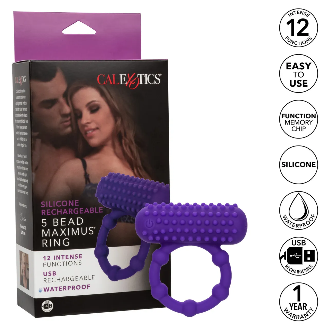 эрекционное виброкольцо silicone rechargeable 5 bead maximus ring в России