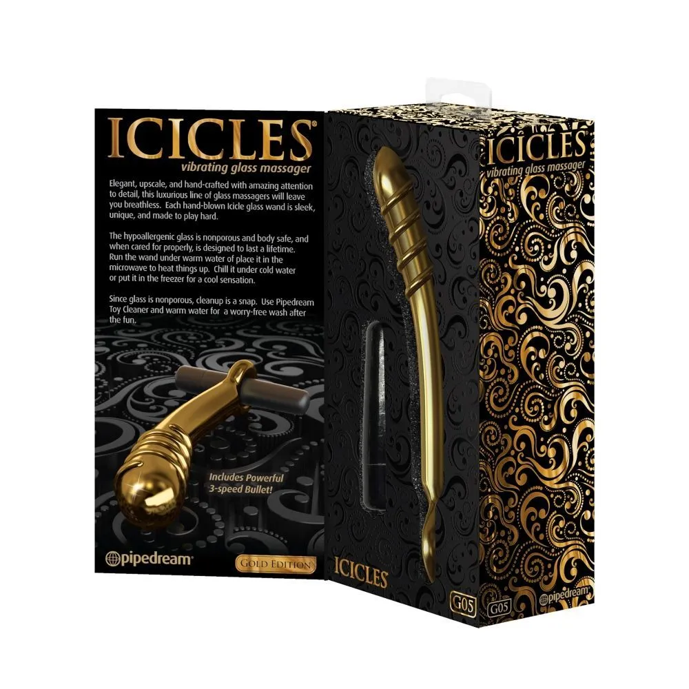 вибратор загнутый pipedream icicles gold edition g05, стеклянный в России