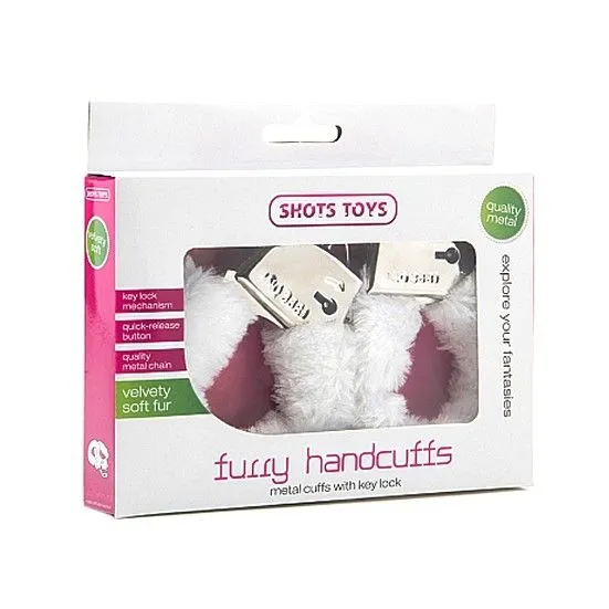 наручники декоративные с мехом shots toys, белые в России