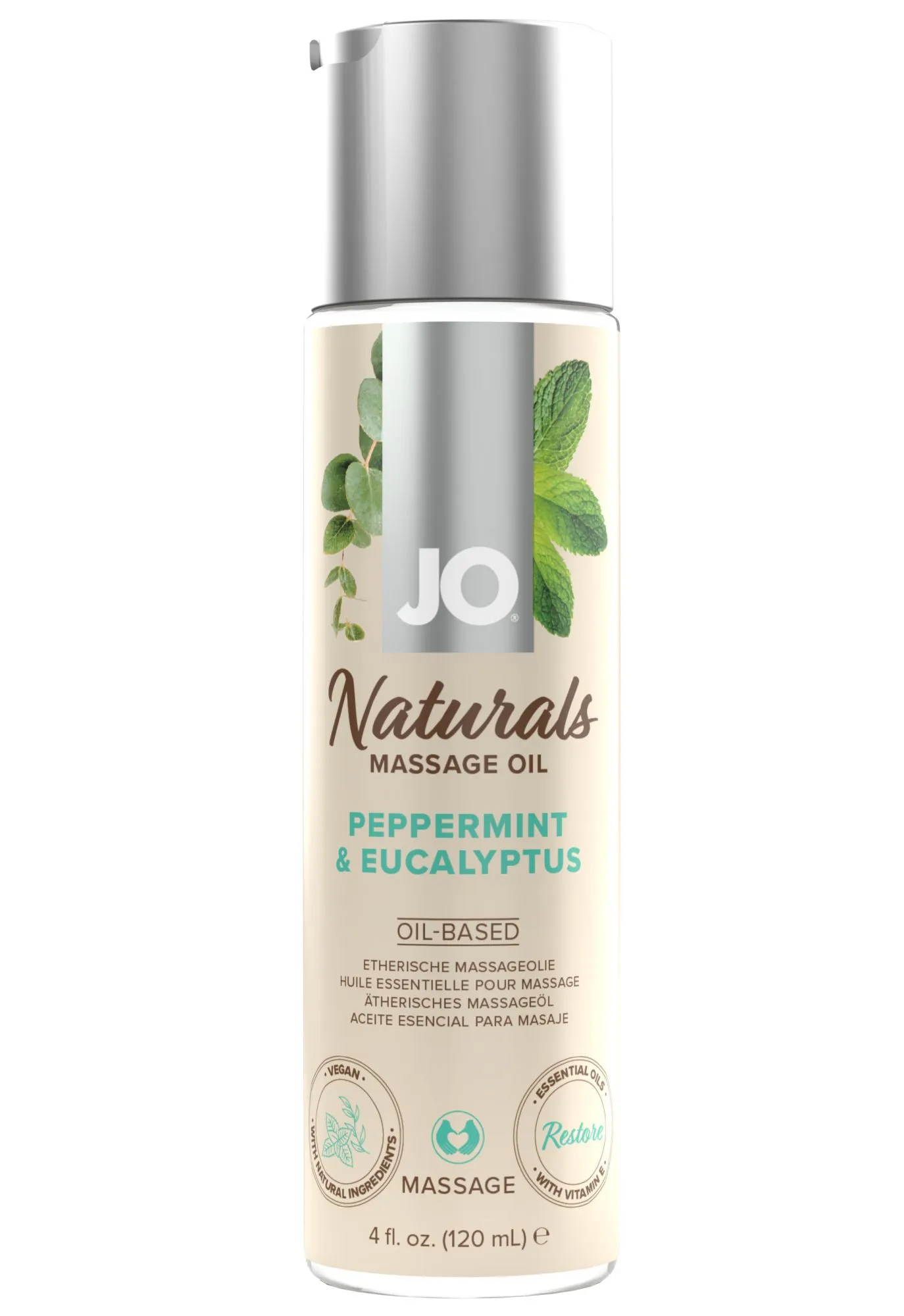 Массажное масло JO - Мята и эвкалипт, 120 мл
