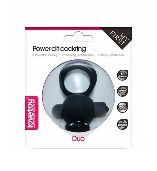 виброкольцо lovetoy power clit duo, черное в России