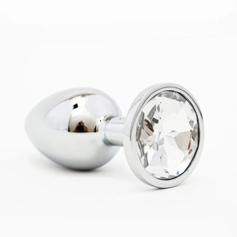 Втулка анальная Silver с прозрачным кристаллом